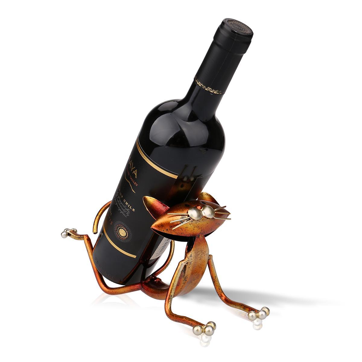 Modern Metal Yoga Cat Wine Rack Home Decoration Craft