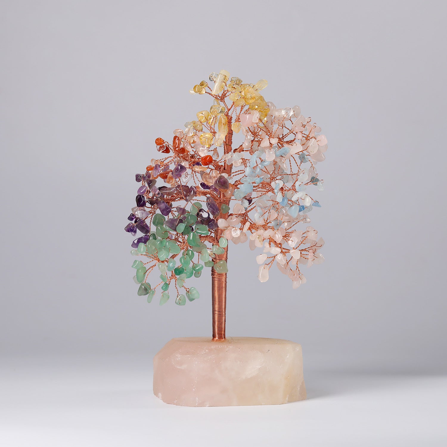 Natural Crystal Chip Handcrafted Copper Wire Tree Decor