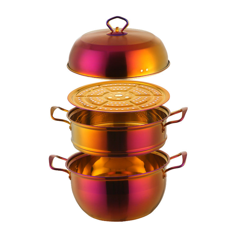 Large-Capacity Double-Layer Stainless Steel Steamer