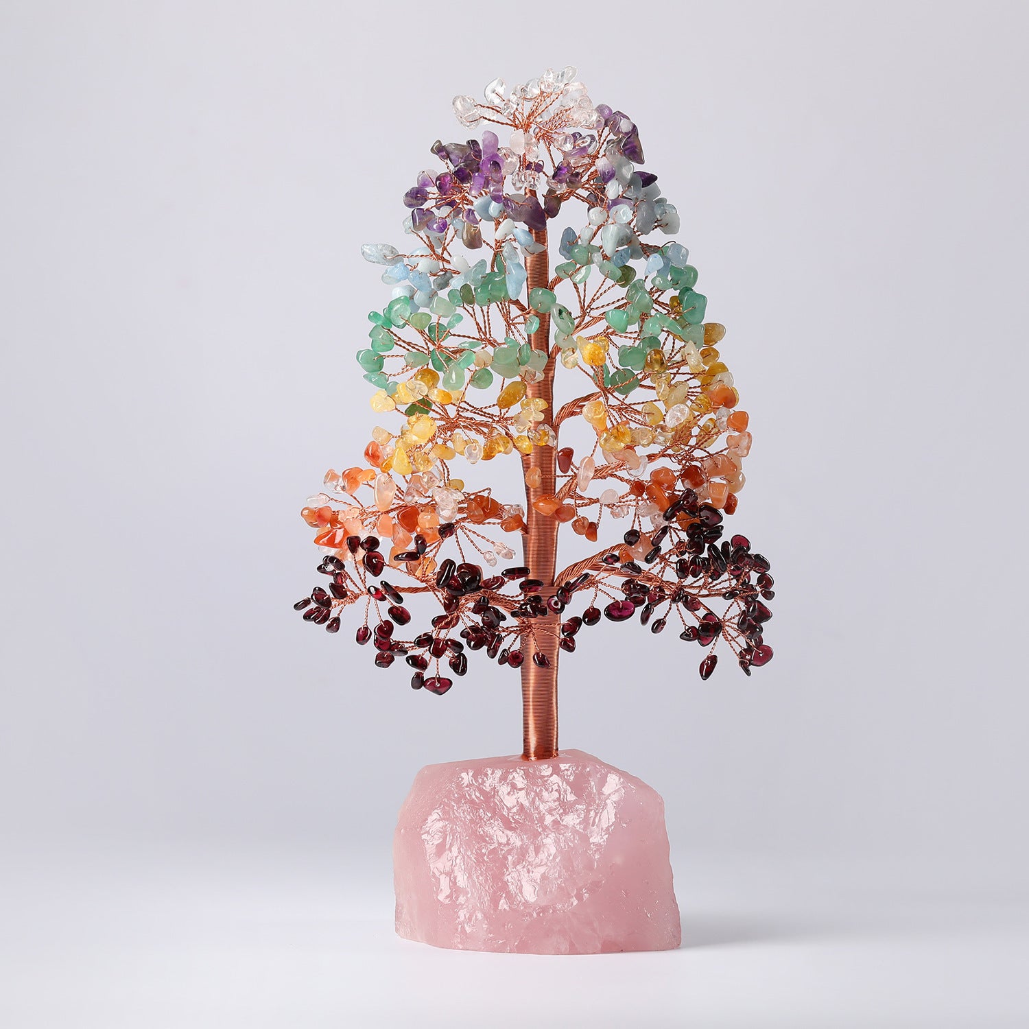 Natural Crystal Chip Handcrafted Copper Wire Tree Decor