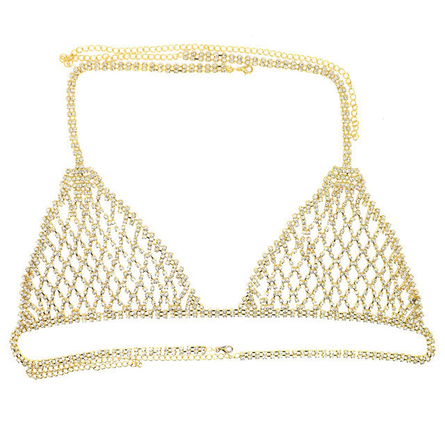 Exaggerated Rhinestone Body Chain for Nightclub Wear