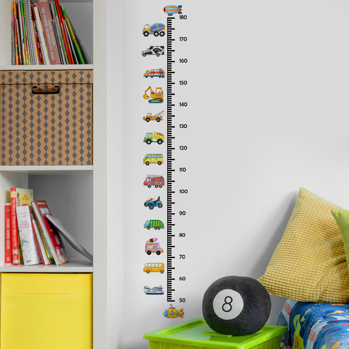 Creative Cartoon Car Height Stickers for Kids' Rooms