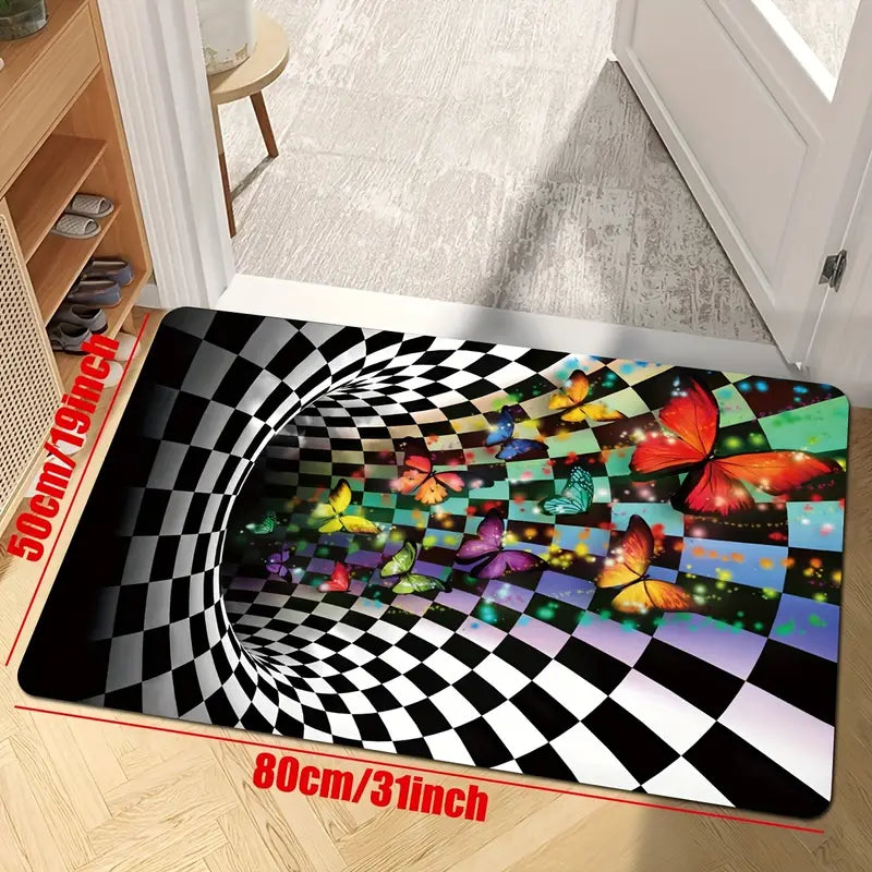 3D Geometric Illusion Rug - Non-Slip and Absorbent