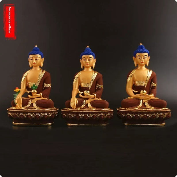 Amitabha Buddha And Medicine Buddha Painted Resin Auspicious Craft Ornament