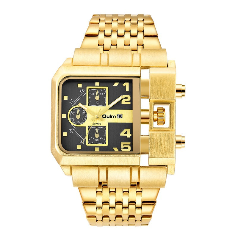 Large Dial Quartz Men's Casual Watch with Belt