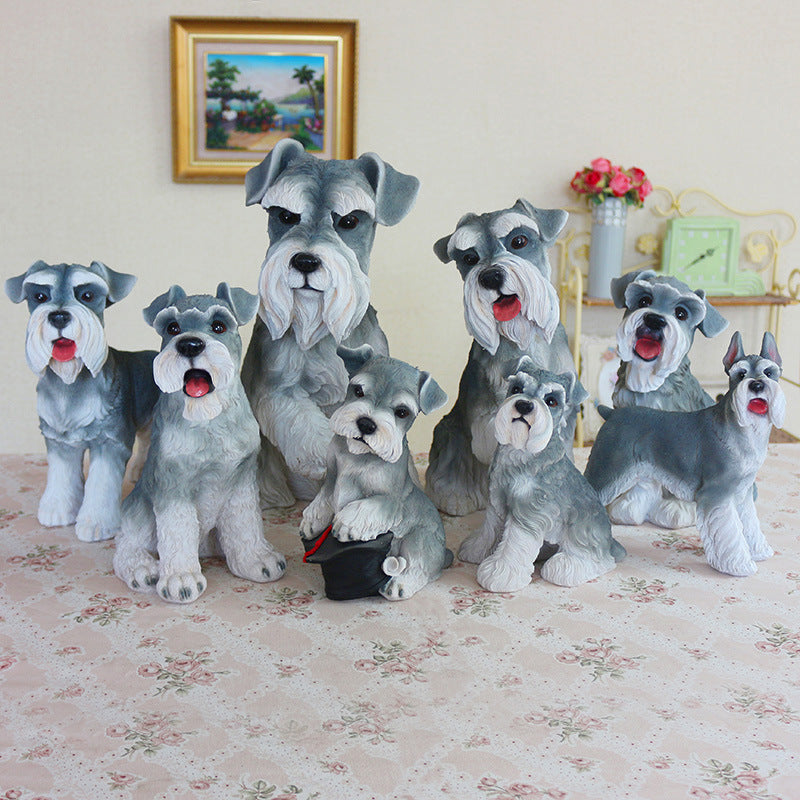 Creative Resin Schnauzer Pet Figurine for Home Decor