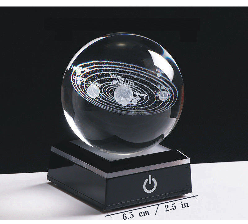 Creative 3D Laser Engraved Saturn & Sun Crystal Ball Lamp