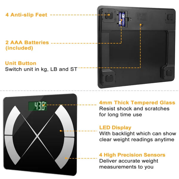 Smart Body Composition Scale Fat Monitor Digital APP Scale BMI Health Analyzer For Valentines Gift Spring Exerciser