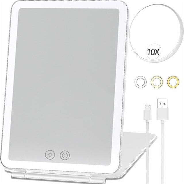 Portable Rechargeable LED Square Mirror for Cosmetics