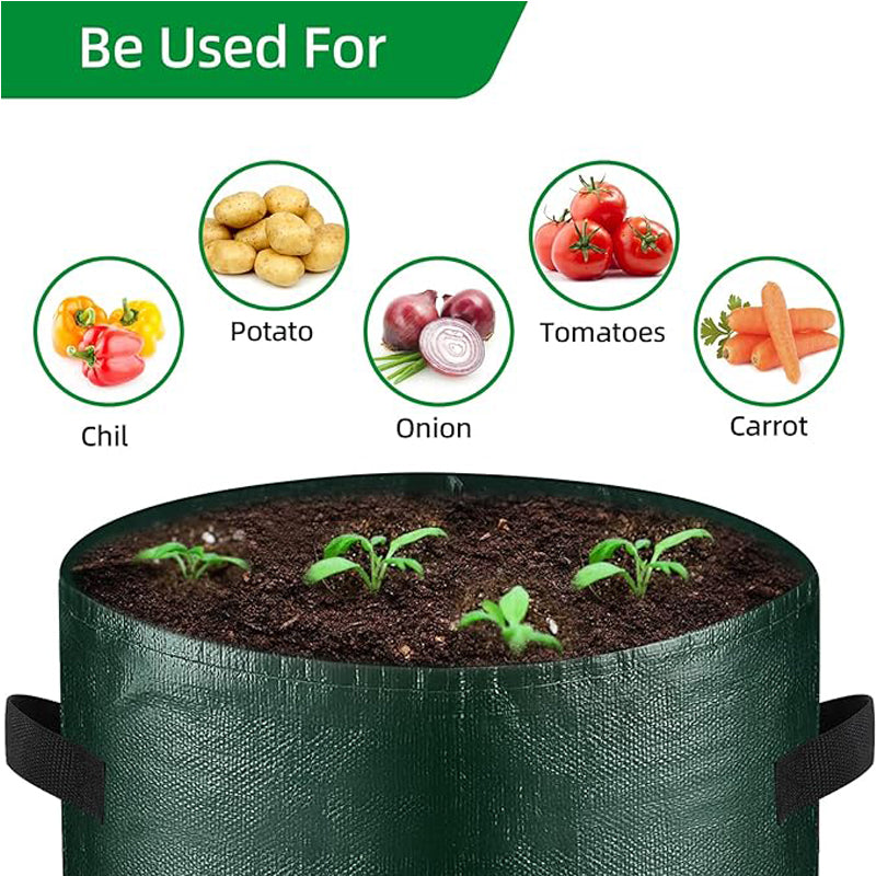 10 Gallon -6 Pack Potato Grow Bags, Heavy Duty PE Fabric Pots With Flap And Handles, Green Planter Bags For Potato Vegetables Outdoor Garden, For All Plants Growing
