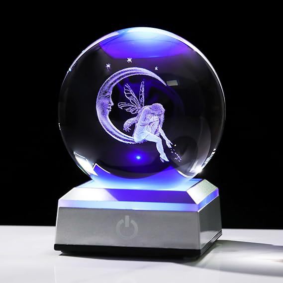 Creative 3D Laser Engraved Saturn & Sun Crystal Ball Lamp