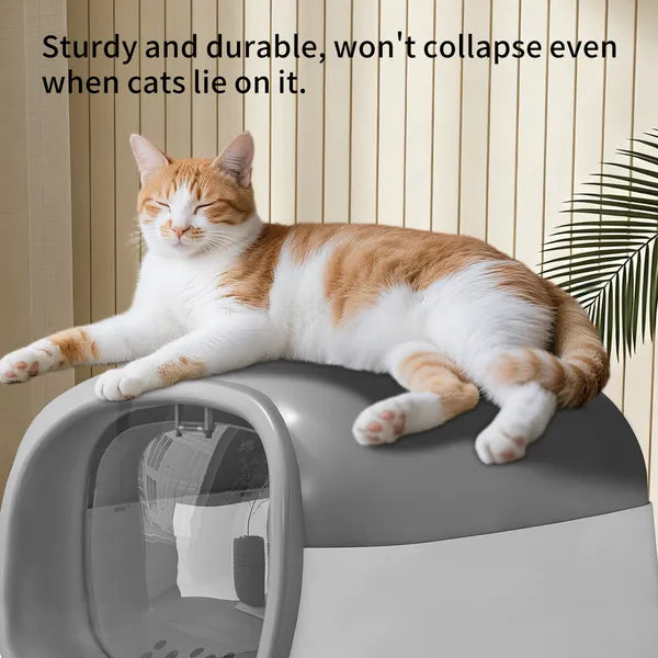 Modern Enclosed Cat Litter Box With Built-In Scoop Storage, Lightweight, Fits Indoor Home Decor