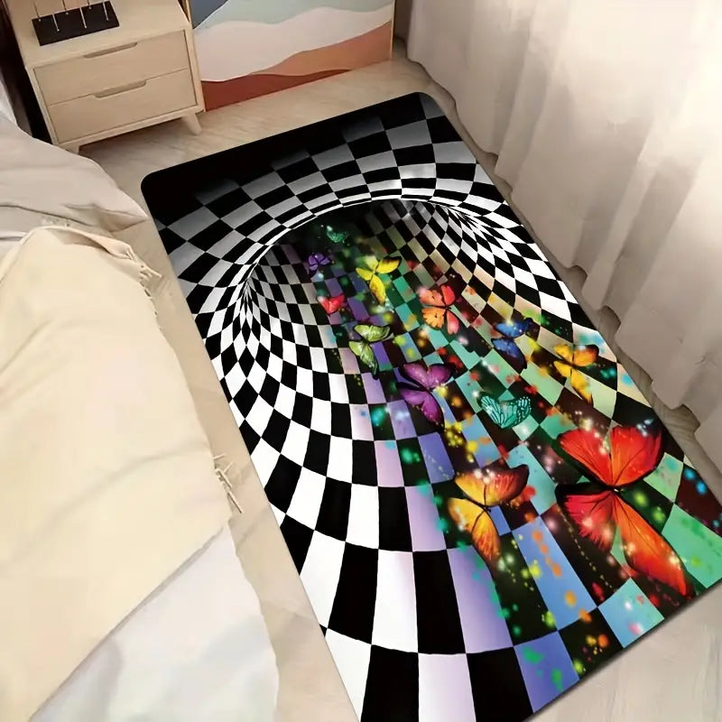 3D Geometric Illusion Rug - Non-Slip and Absorbent