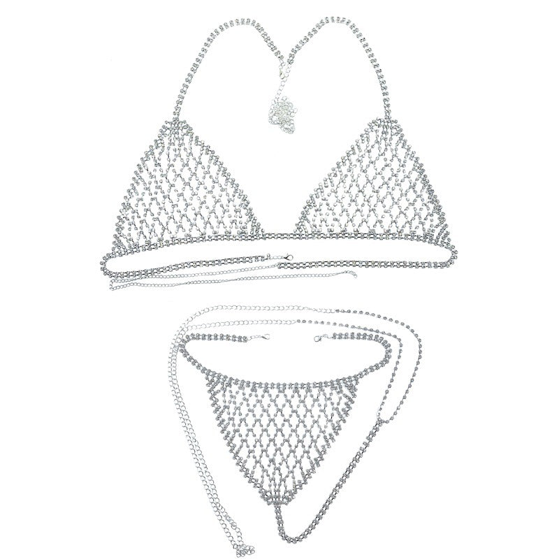 Exaggerated Rhinestone Body Chain for Nightclub Wear