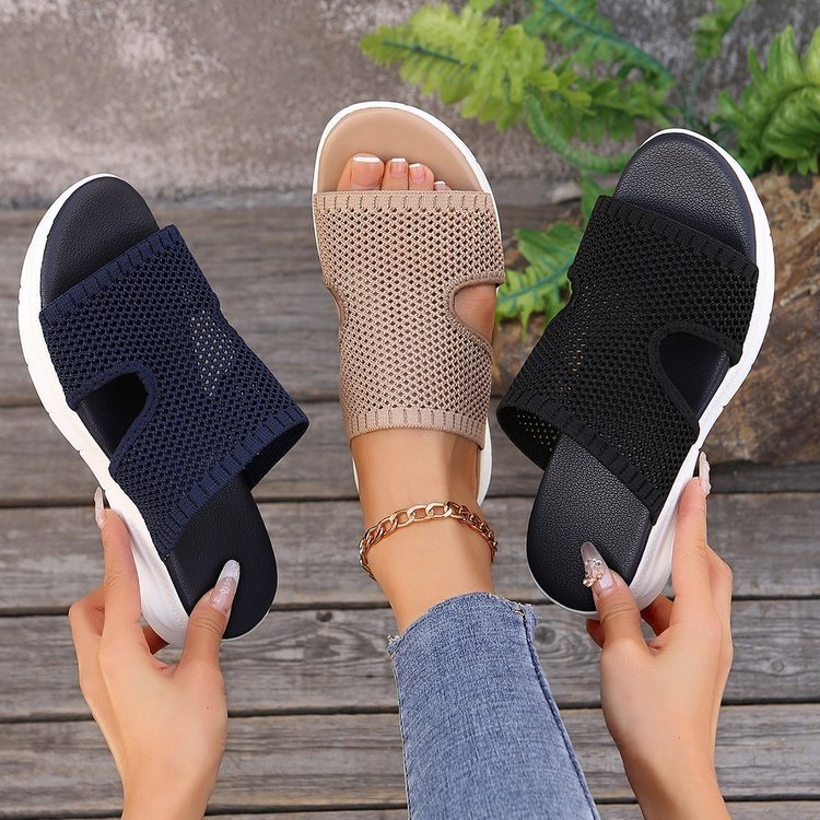 Womens Wedge-heel Thick-soled Mesh Hollow-out Breathable Sandals