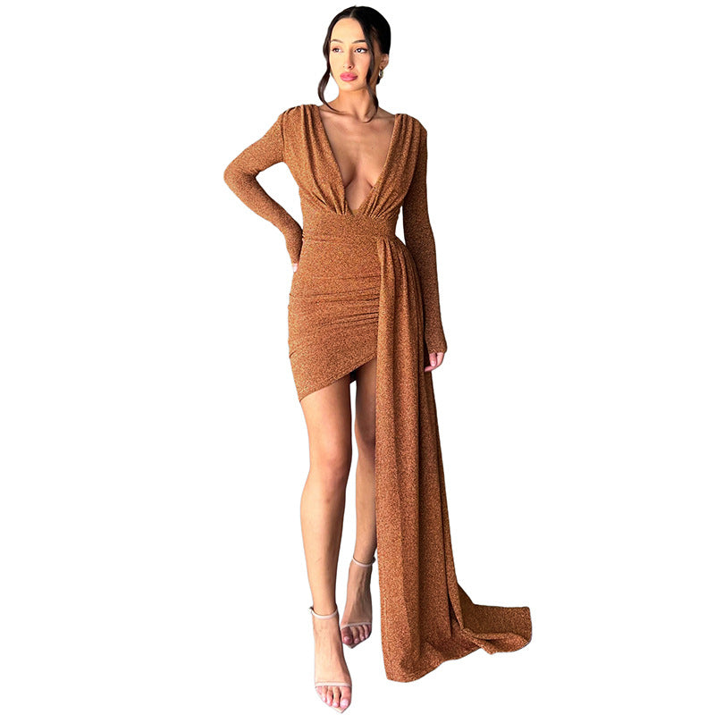 2023 Fashion Long Sleeve V-Neck Bodycon Dress for Women