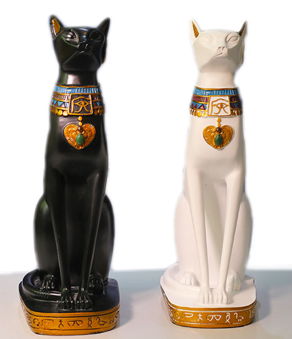 Black and White Egyptian Cat God Resin Decor Piece