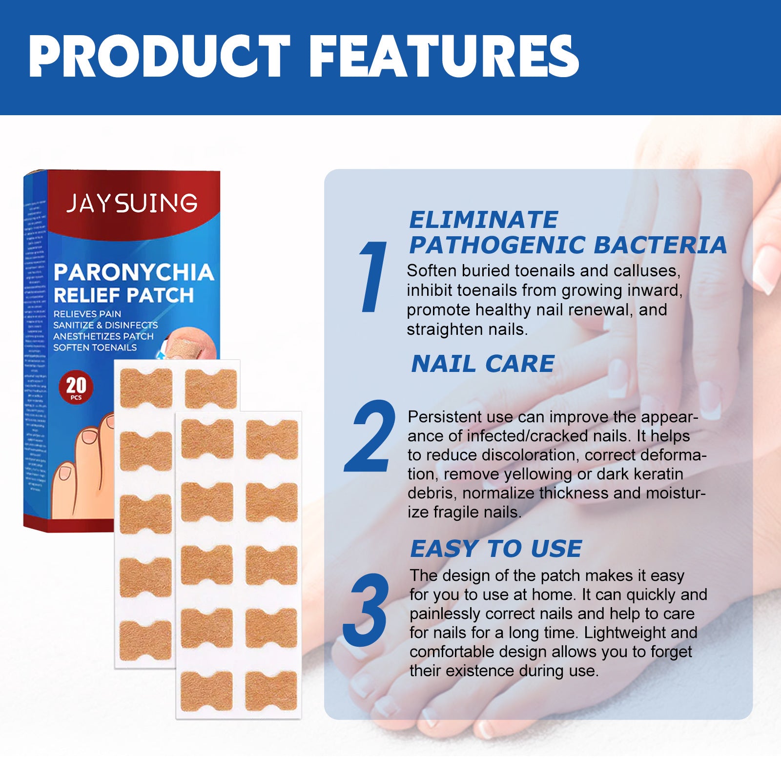 Jaysuing Nail Care Patches for Thickened Toenails