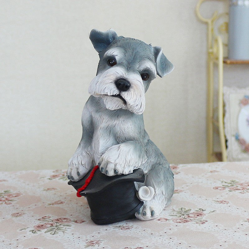Creative Resin Schnauzer Pet Figurine for Home Decor