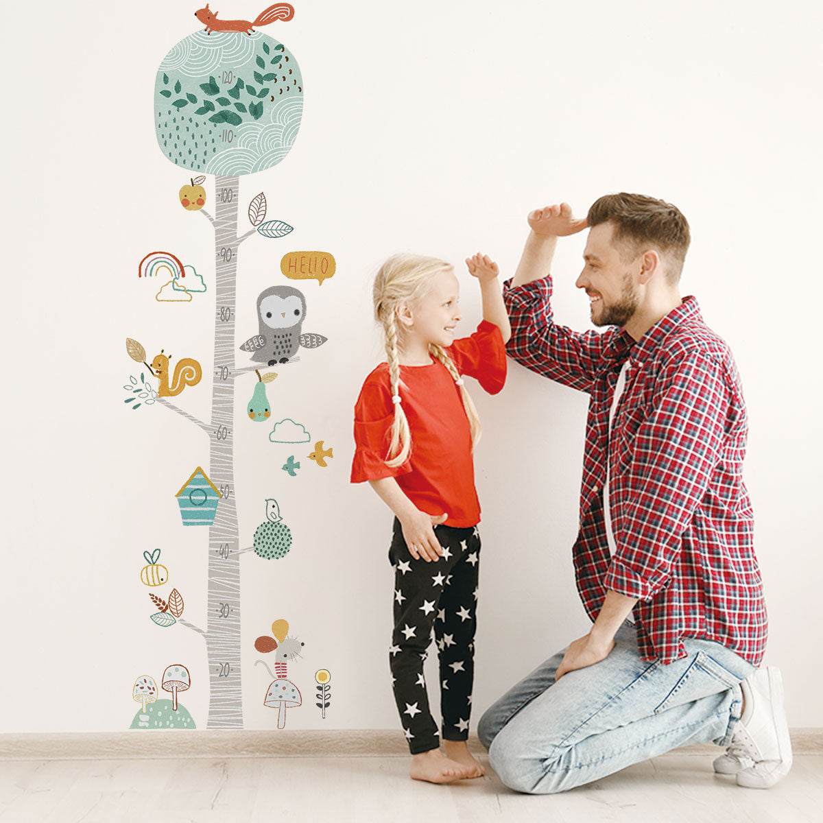 Colorful Forest Animal Height Stickers for Kids' Rooms