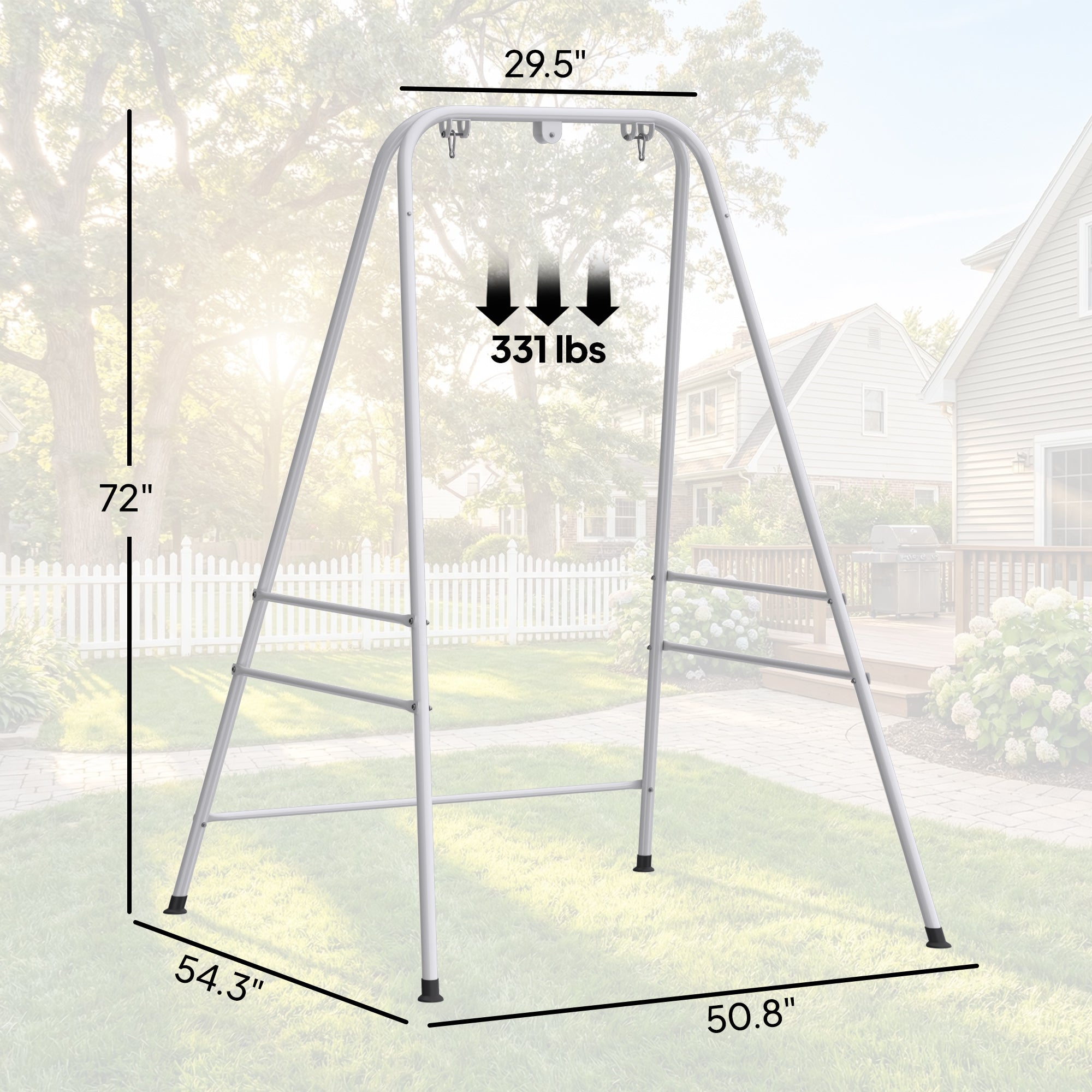 Hammock Chair Stand  Indoor and Outdoor Use with Anti-Slip Foot Pads, 2 Carabiners, White