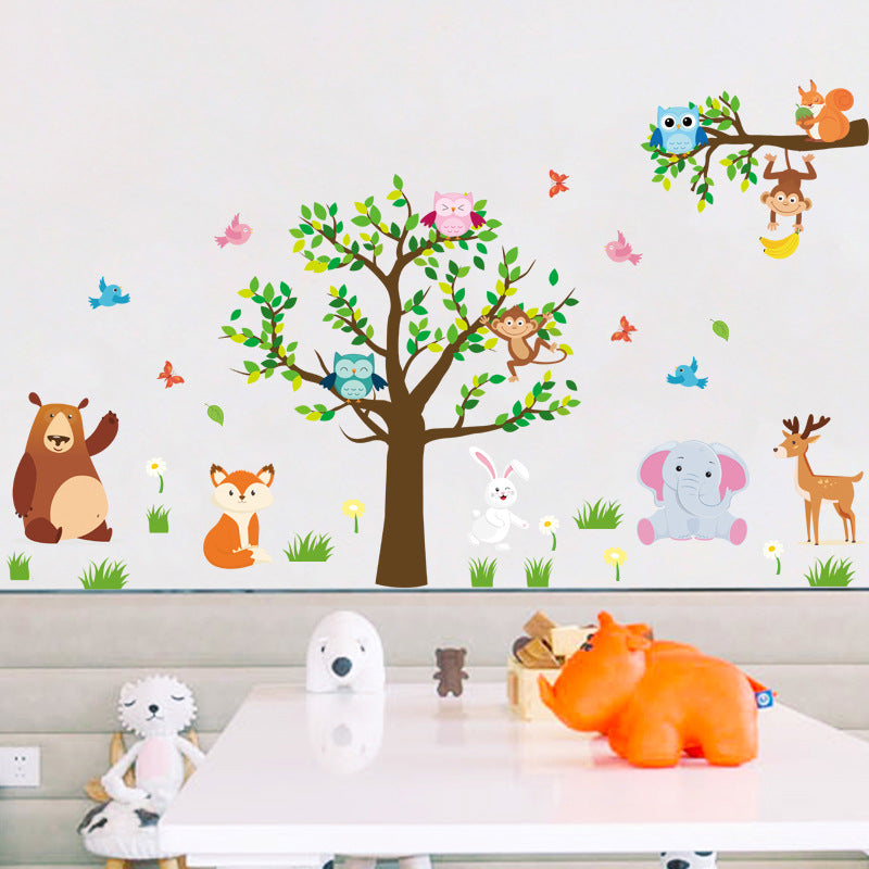 Cartoon Forest Animal Wall Stickers for Kids' Rooms