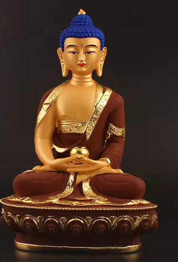 Amitabha Buddha And Medicine Buddha Painted Resin Auspicious Craft Ornament