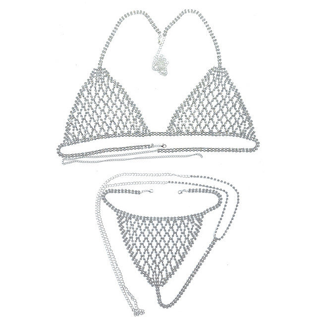 Exaggerated Rhinestone Body Chain for Nightclub Wear