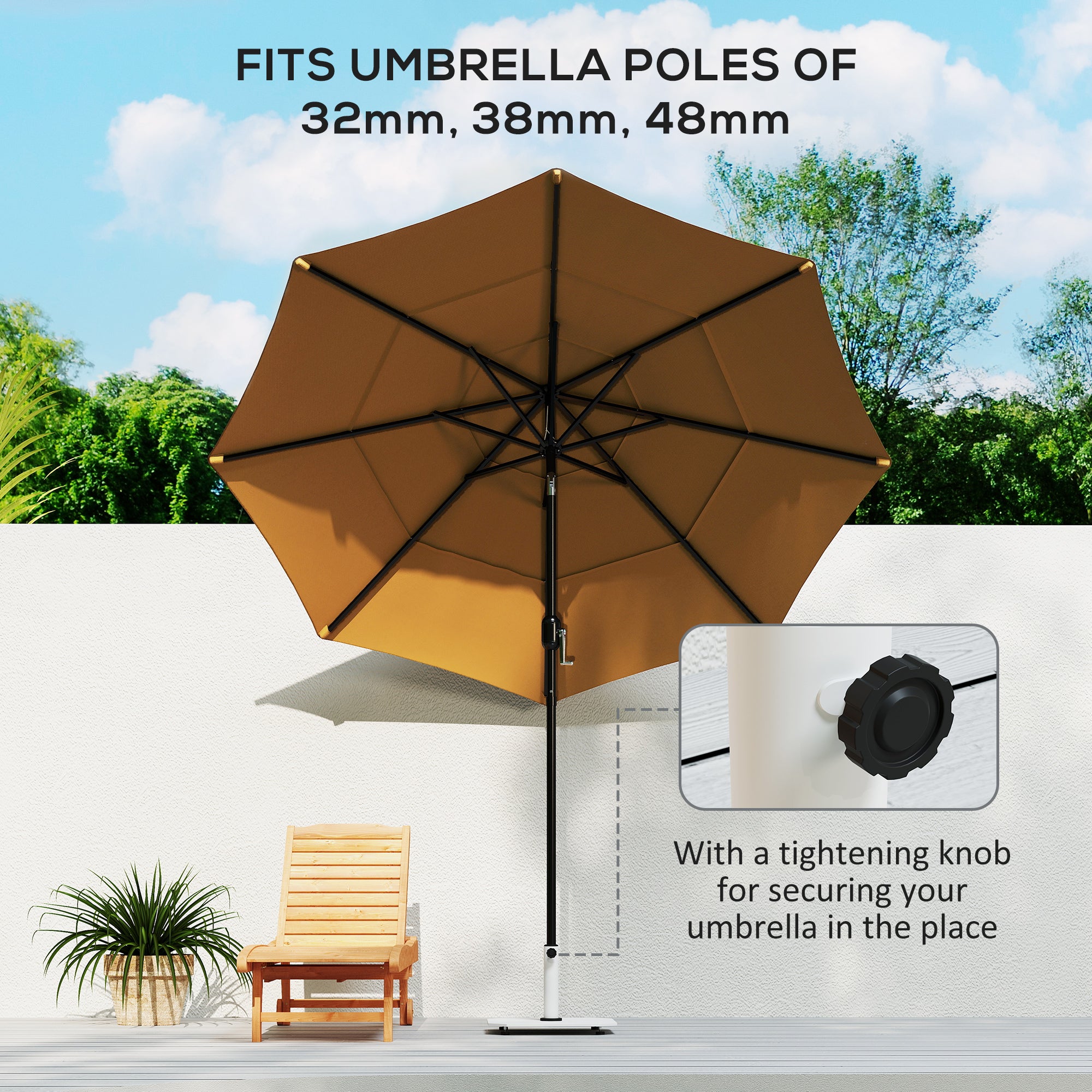 Square Patio Umbrella Base, 41 lbs Metal Umbrella Stand Base with Adjustable Foot Pads, Heavy Duty Patio Umbrella Holder for 1.3"/1.5"/1.9" Umbrella Poles for Outdoor, Lawn, Poolside, White