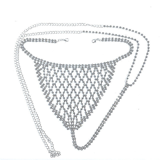 Exaggerated Rhinestone Body Chain for Nightclub Wear