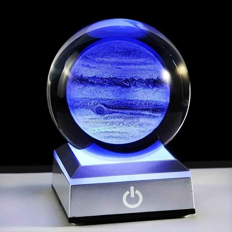 Creative 3D Laser Engraved Saturn & Sun Crystal Ball Lamp